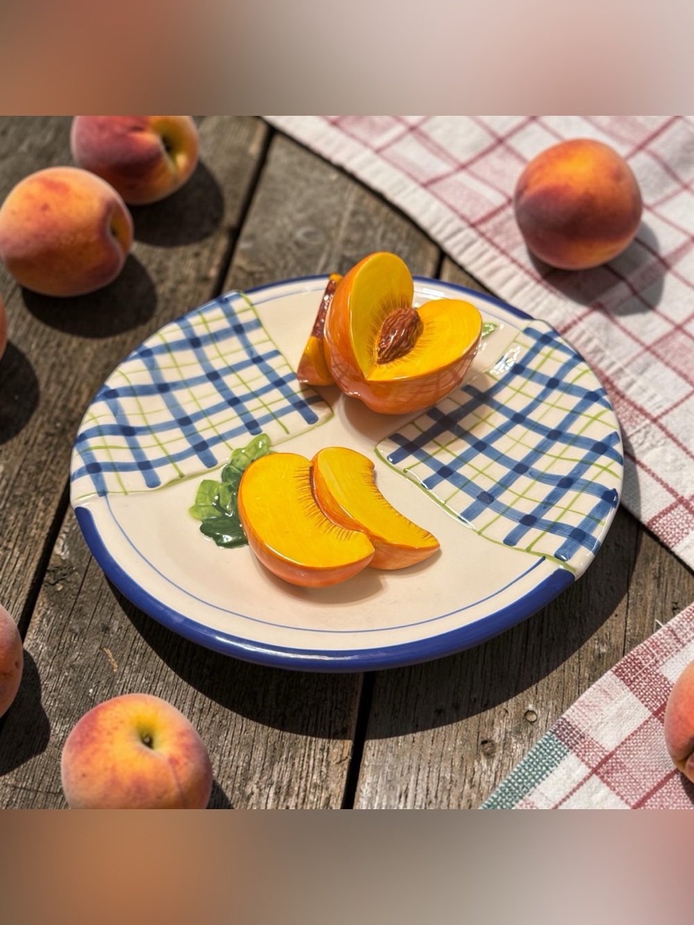 Vintage Bella Casa By Ganz 3D Decorative Peach Fruit Plate 8"
